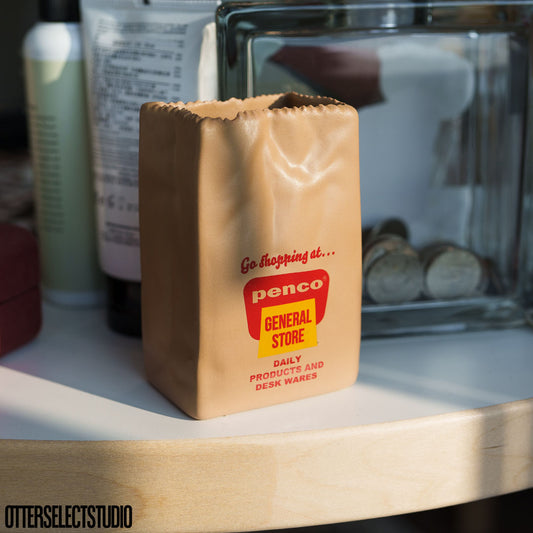 Penco Brown Bag Stand 牛皮紙袋造型收納架／花瓶／筆筒